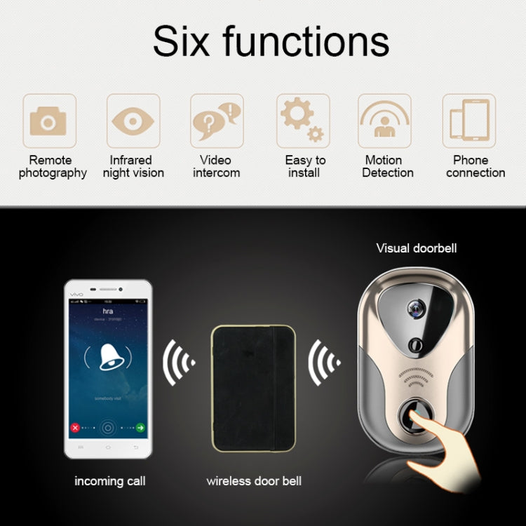 163Eye L1-NJ Smart Visual WIFI 1.3MP Network HD Intercom Doorbell , Support Micro SD Card & Night Vision, 163Eye Gold, 163Eye 163Eye L1-NJ Smart Visual WIFI 1.3MP Network HD Intercom Doorbell , Support Micro SD Card & Night Vision, 163Eye Gold, 163Eye